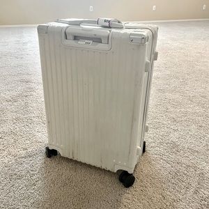 24” white suitcase